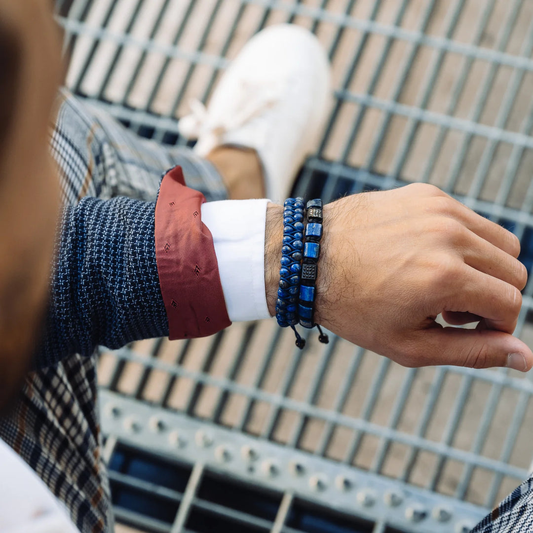 GT collection - moška zapestnica iz perl lapis lazulija