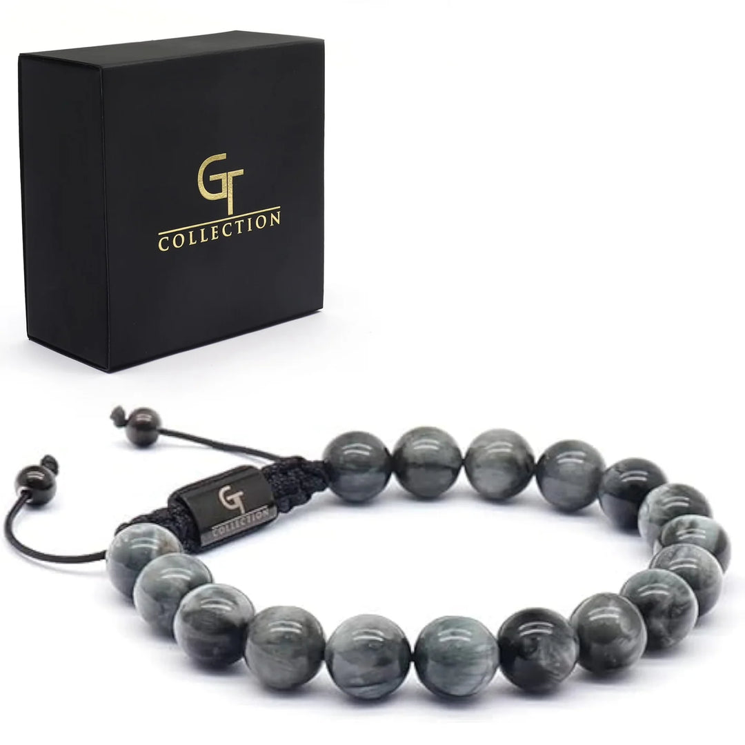 GT collection - moška zapestnica iz perl  sivega orlovega očesa
