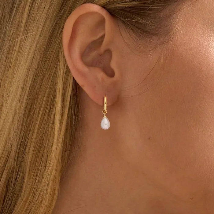 Uhani Pearl Drop Hoop