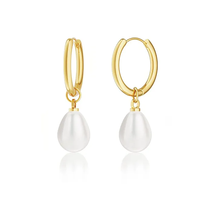 Uhani Pearl Drop Hoop