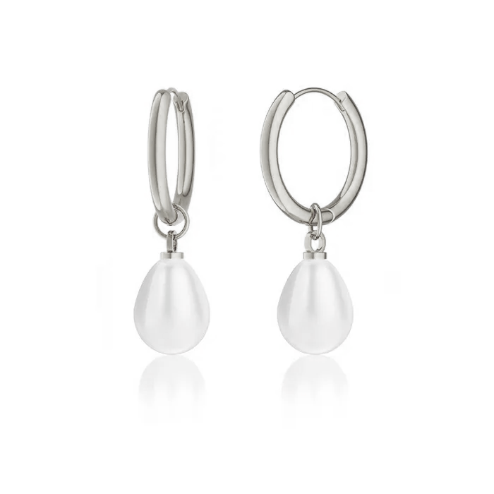 Uhani Pearl Drop Hoop