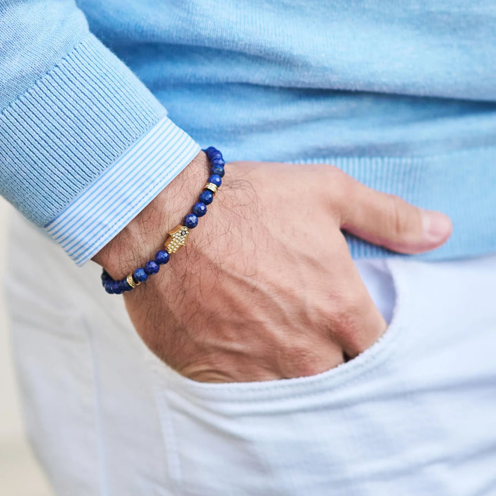GT collection - moška zapestnica iz perl lapis lazulija