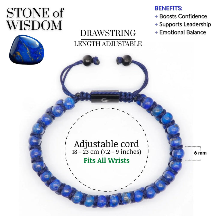 GT collection - moška zapestnica iz perl lapis lazulija