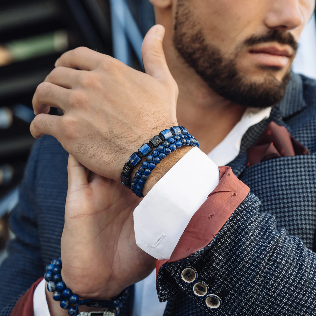 GT collection - moška zapestnica iz perl lapis lazulija