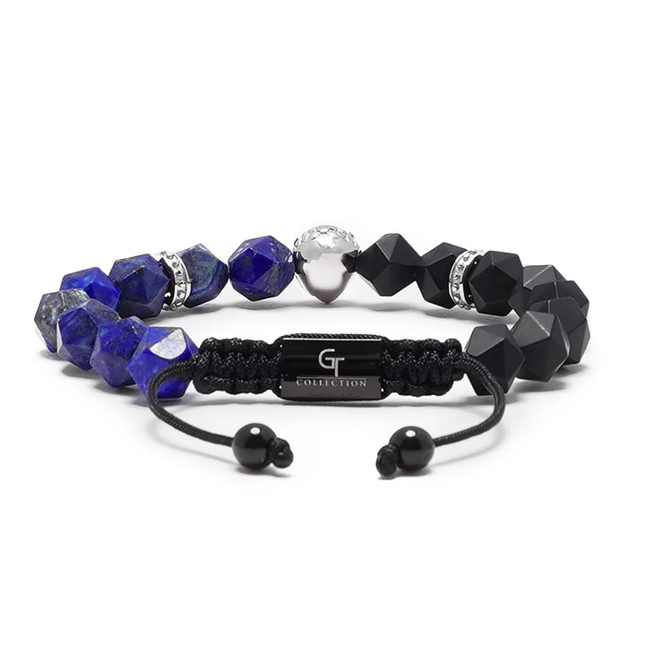 GT collection - moška zapestnica iz perl lapis lazulija in črnega oniksa