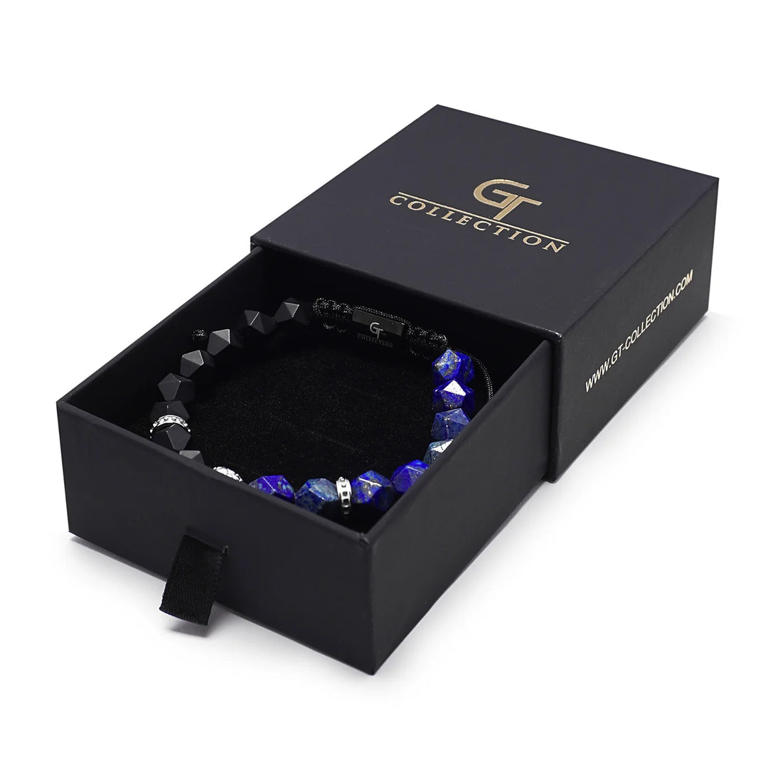 GT collection - moška zapestnica iz perl lapis lazulija in črnega oniksa