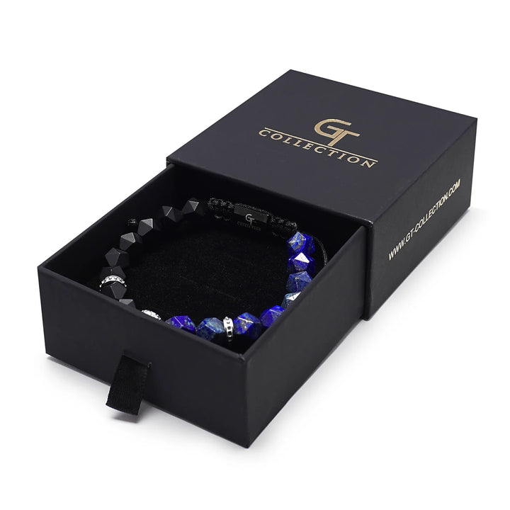 GT collection - moška zapestnica iz perl lapis lazulija in črnega oniksa