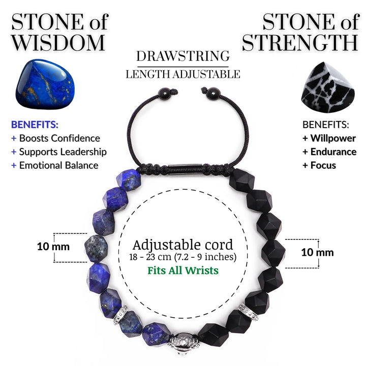 GT collection - moška zapestnica iz perl lapis lazulija in črnega oniksa