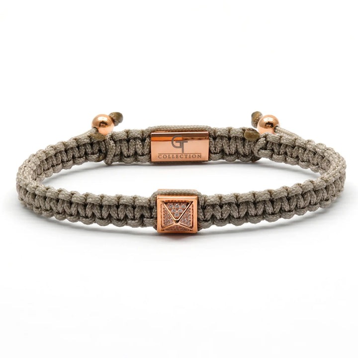 GT collection - moška bež zapestnica Rose gold pyramid