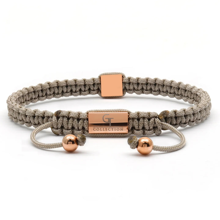 GT collection - moška bež zapestnica Rose gold pyramid