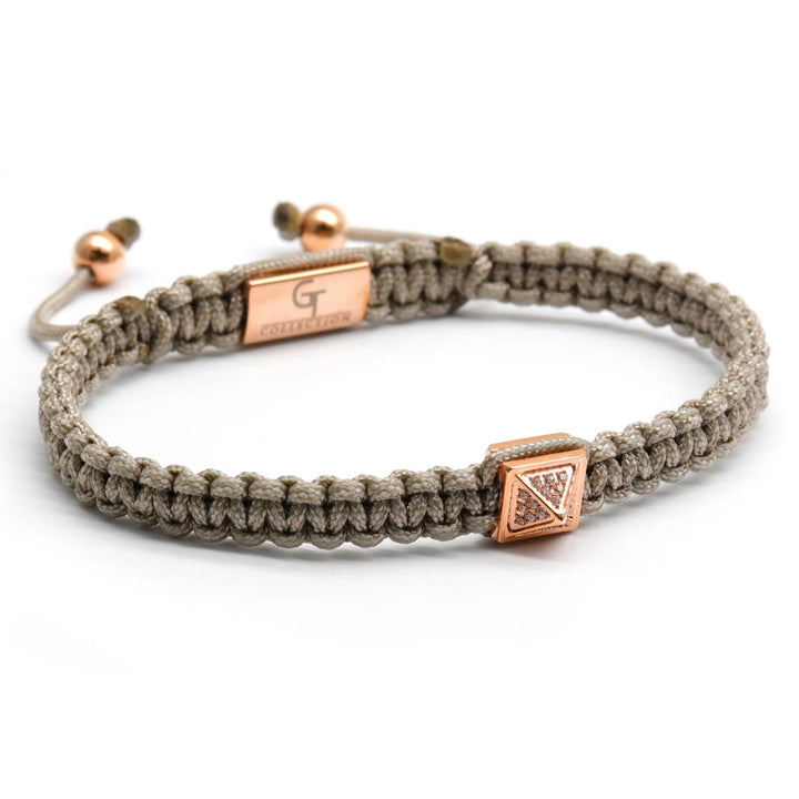 GT collection - moška bež zapestnica Rose gold pyramid