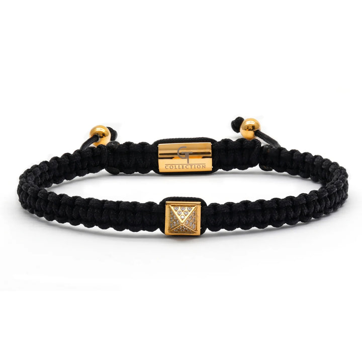 GT collection - moška črna zapestnica Gold pyramid