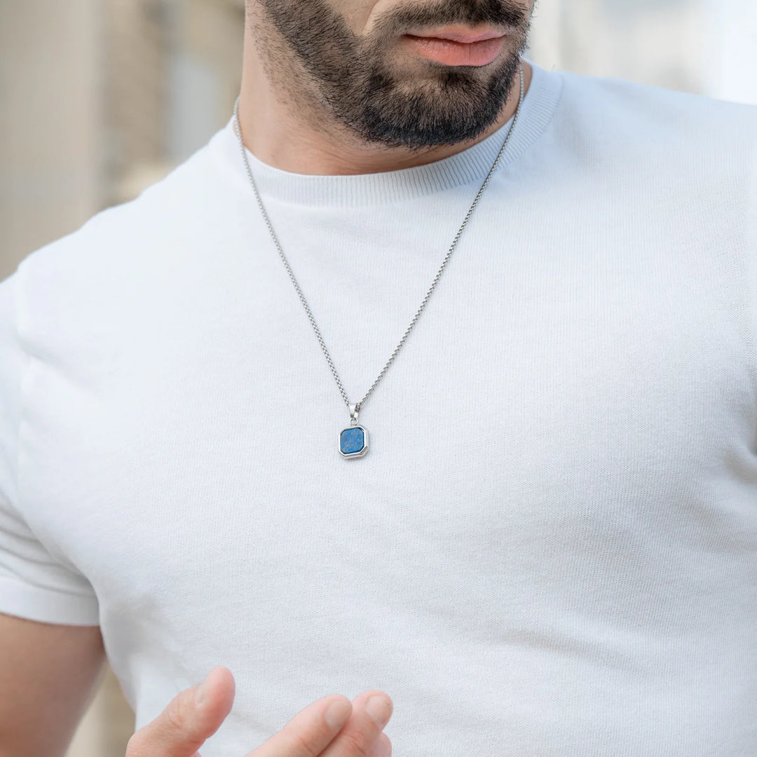 GT collection - moška verižica s kamnom lapis lazulija