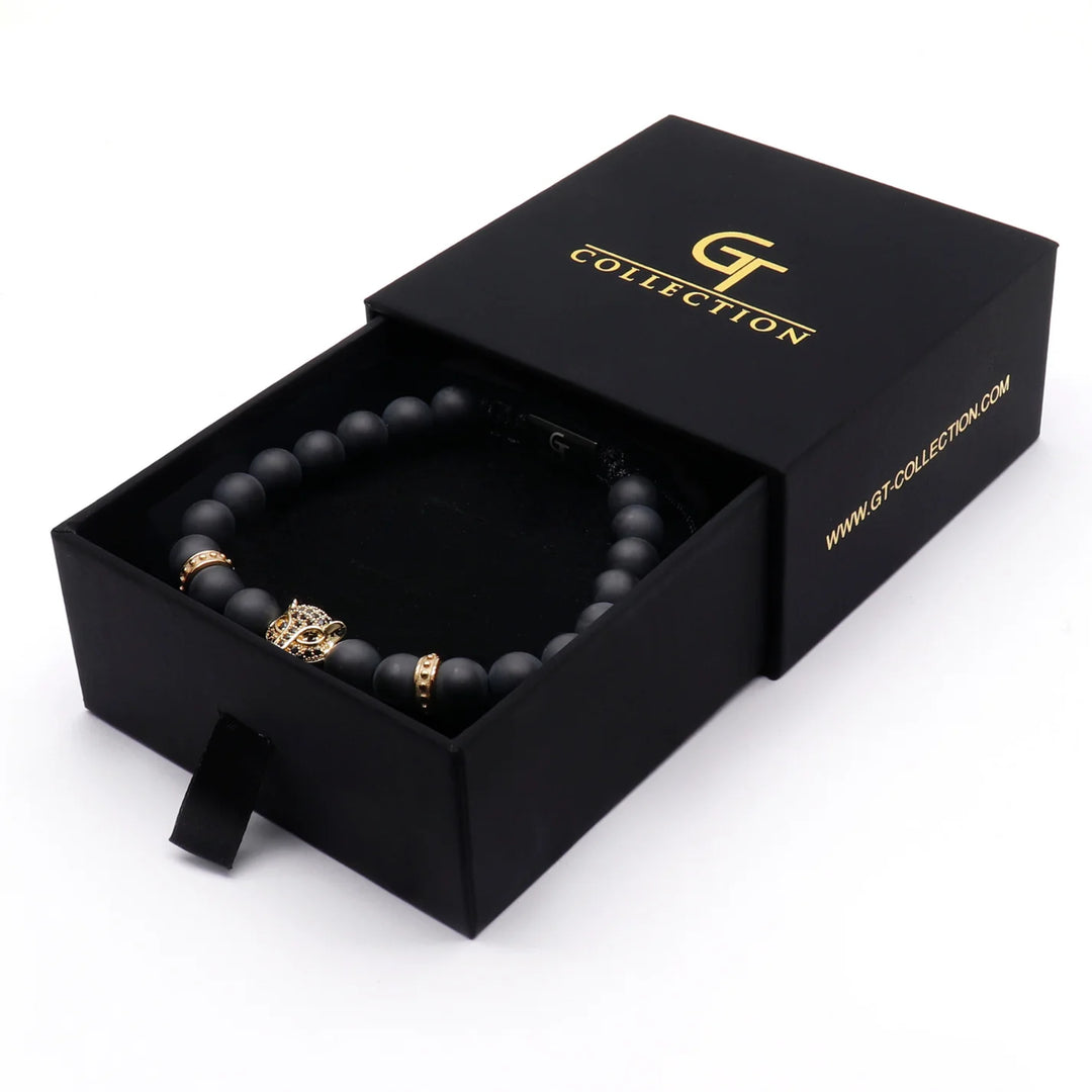 GT collection - moška zapestnica iz perl črnega oniksa