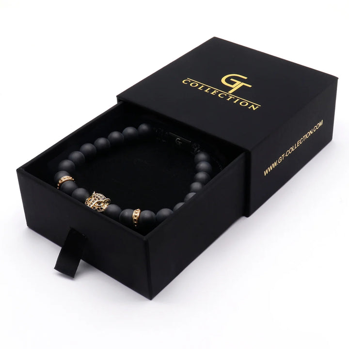 GT collection - moška zapestnica iz perl črnega oniksa