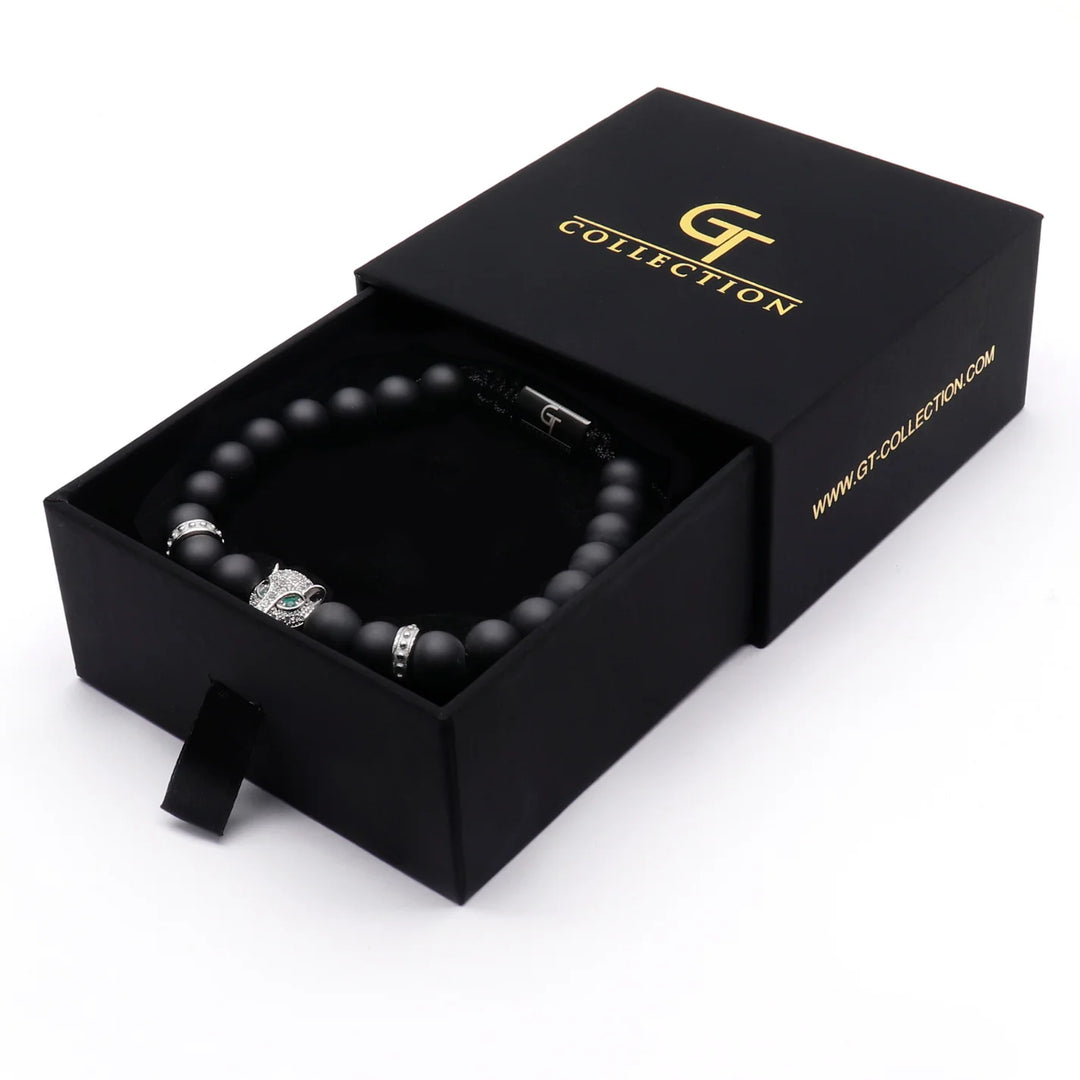 GT collection - moška zapestnica iz perl črnega oniksa