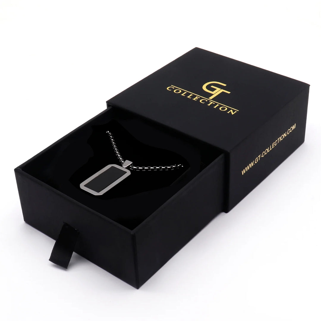 GT collection - moška verižica s kamnom črnega oniksa