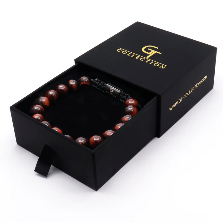 GT collection - moška zapestnica iz perl rdečega tigrovega očesa