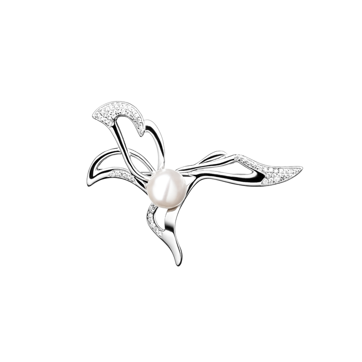 Gaura natural pearls broška SK19246BR-W