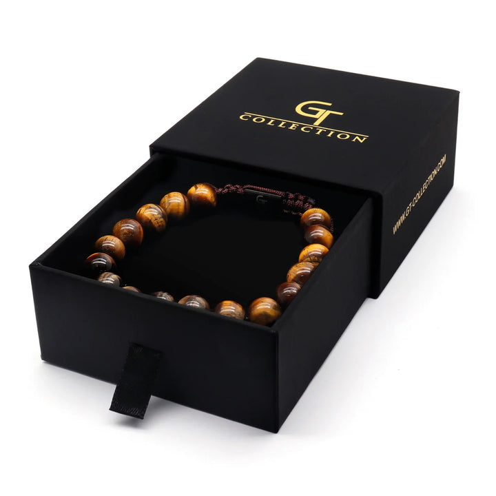 GT collection - moška zapestnica iz perl rjavega tigrovega očesa