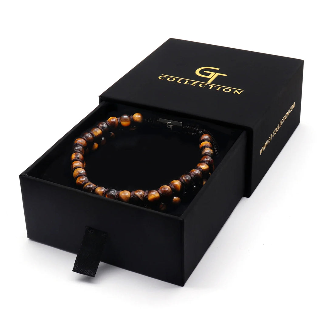 GT collection - moška zapestnica iz perl rjavega tigrovega očesa
