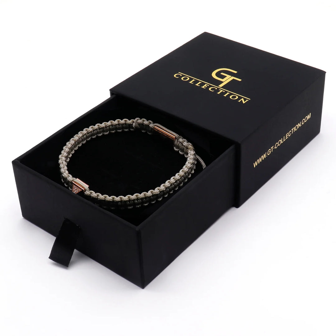GT collection - moška bež zapestnica Rose gold pyramid