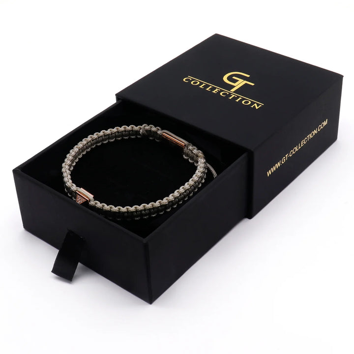 GT collection - moška bež zapestnica Rose gold pyramid