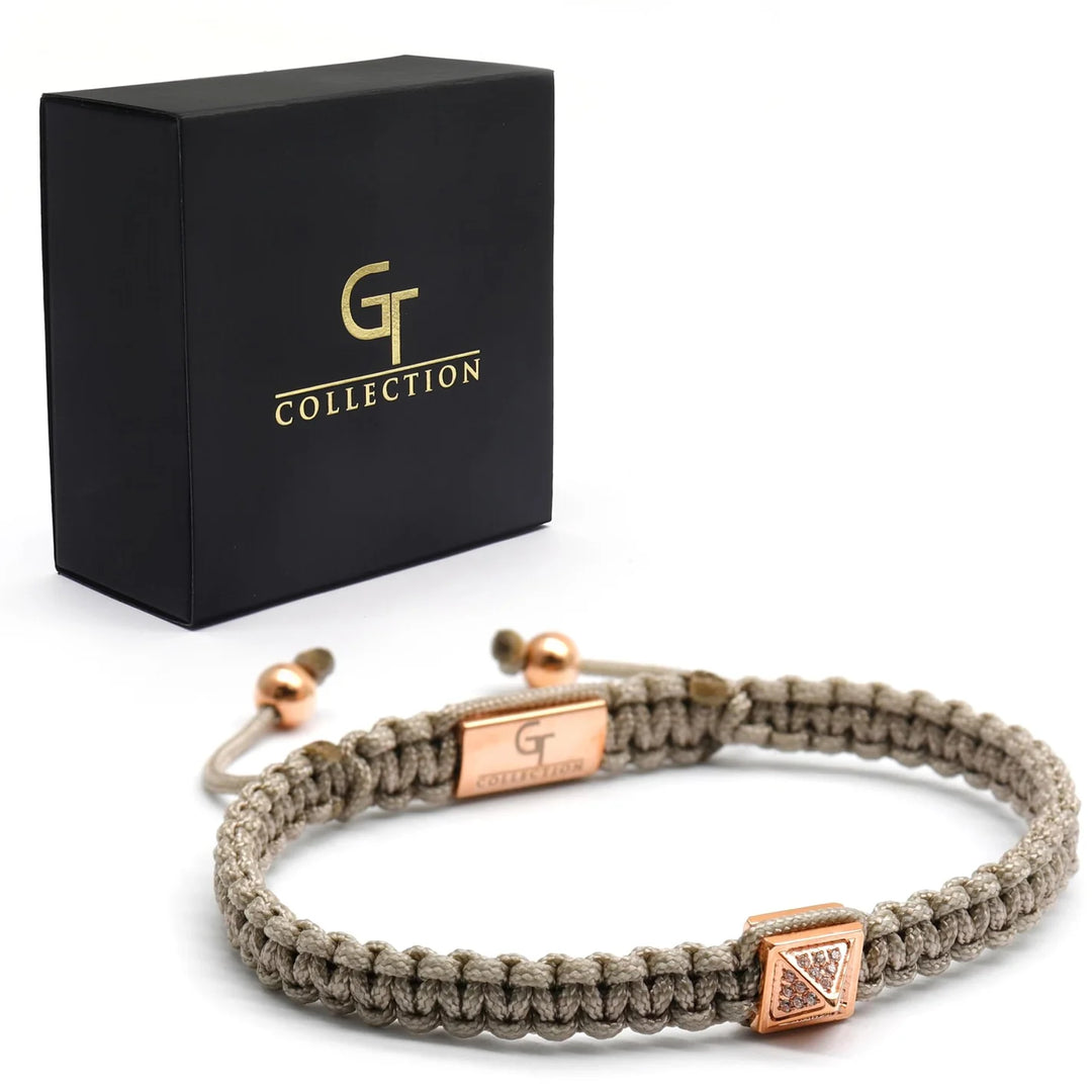 GT collection - moška bež zapestnica Rose gold pyramid