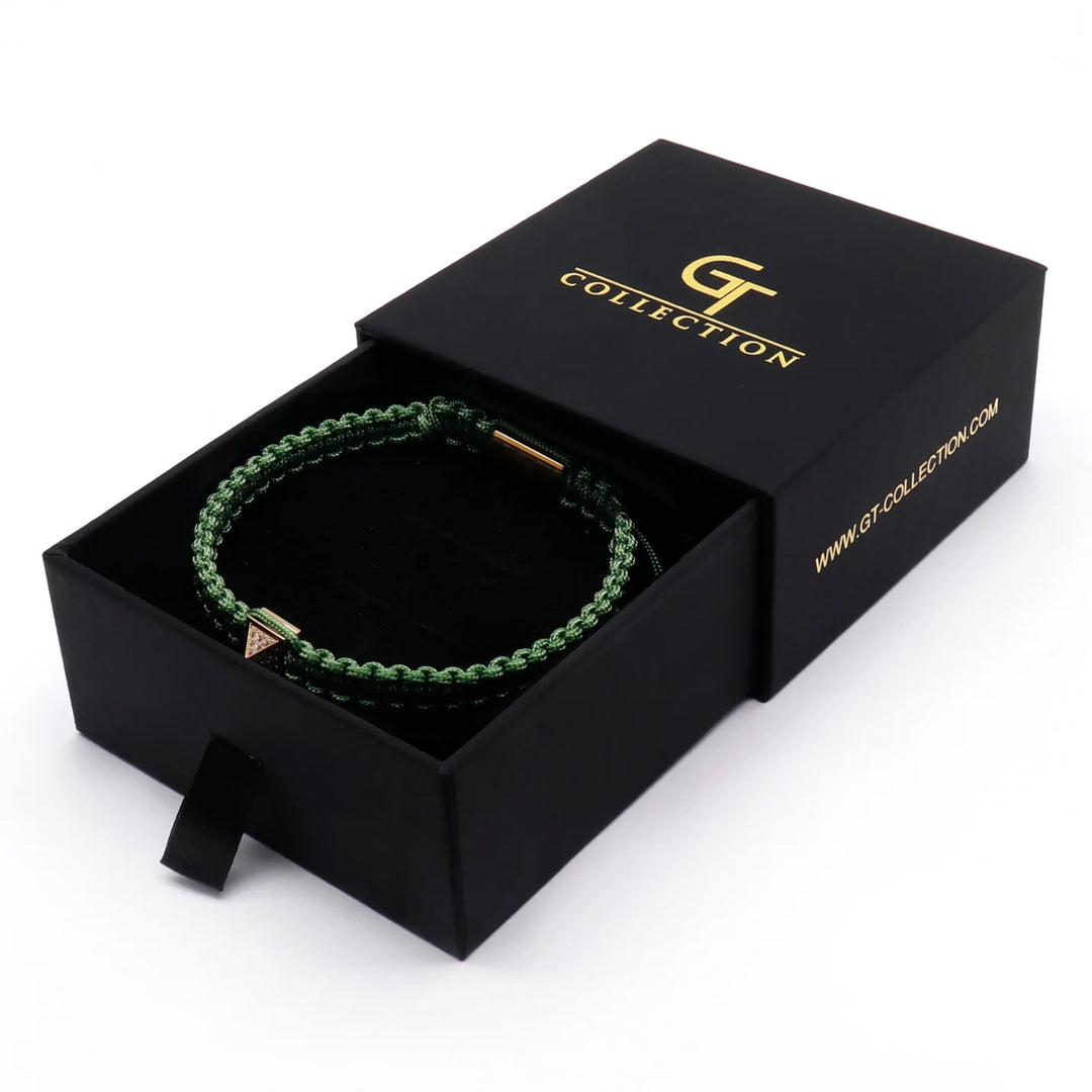 GT collection - moška zelena zapestnica Gold pyramid