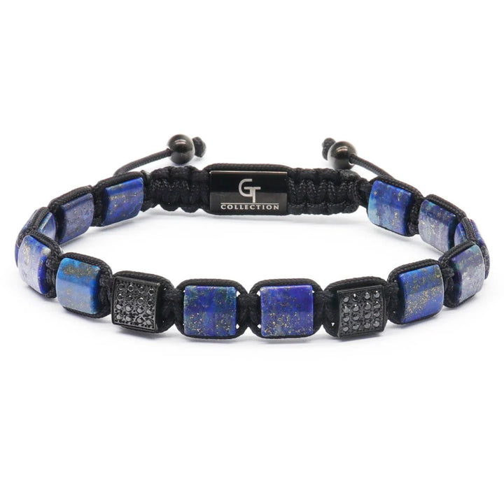 GT collection - moška zapestnica iz ploščatih perl lapis lazulija in črnega oniksa