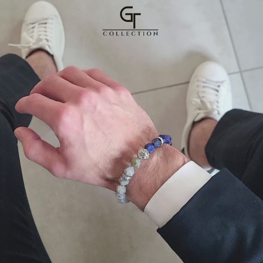 GT collection - moška zapestnica iz perl lapis lazulija in labradorita