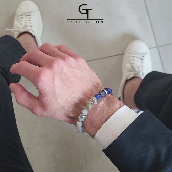 GT collection - moška zapestnica iz perl lapis lazulija in labradorita