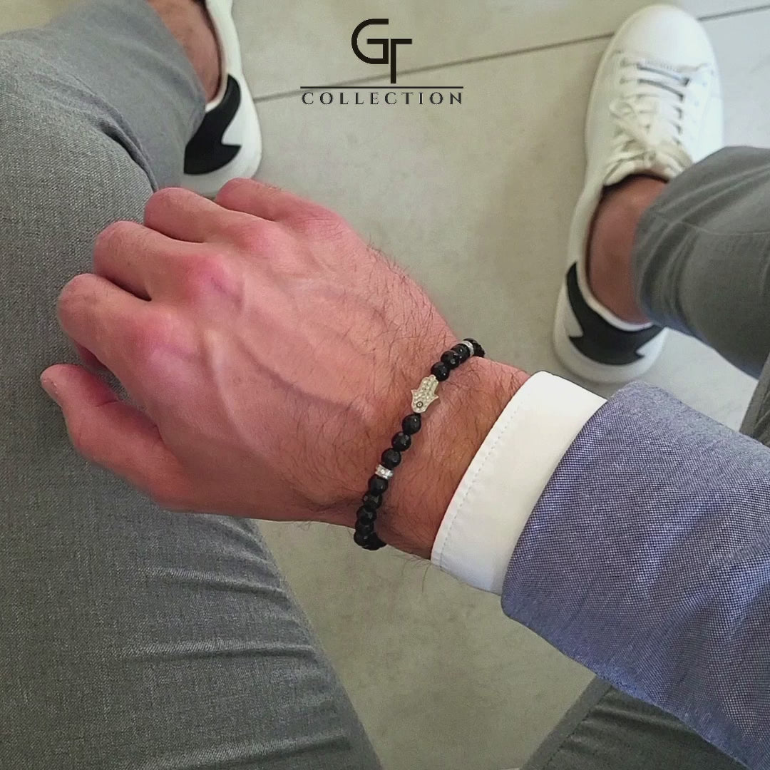 GT collection - moška zapestnica iz perl črnega oniksa