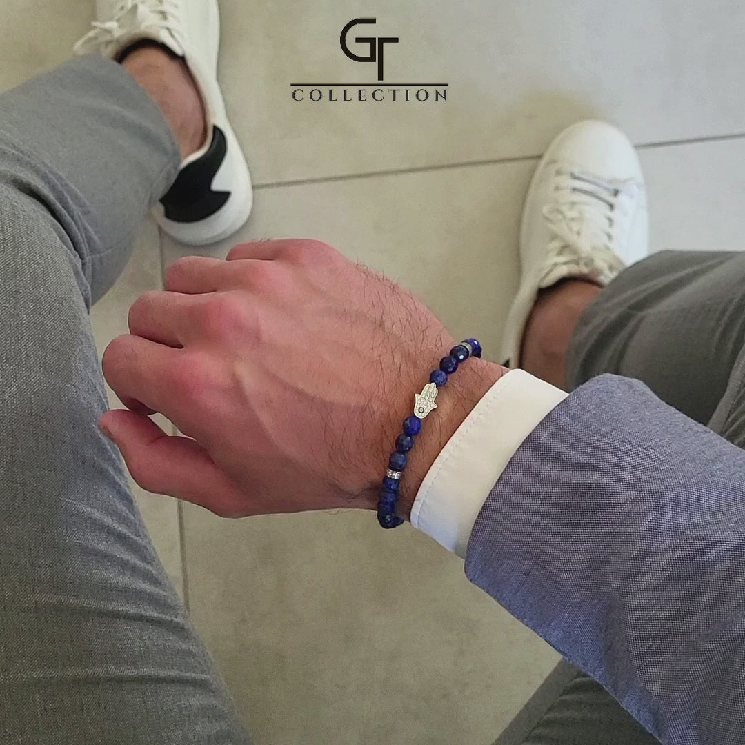 GT collection - moška zapestnica iz perl lapis lazulija