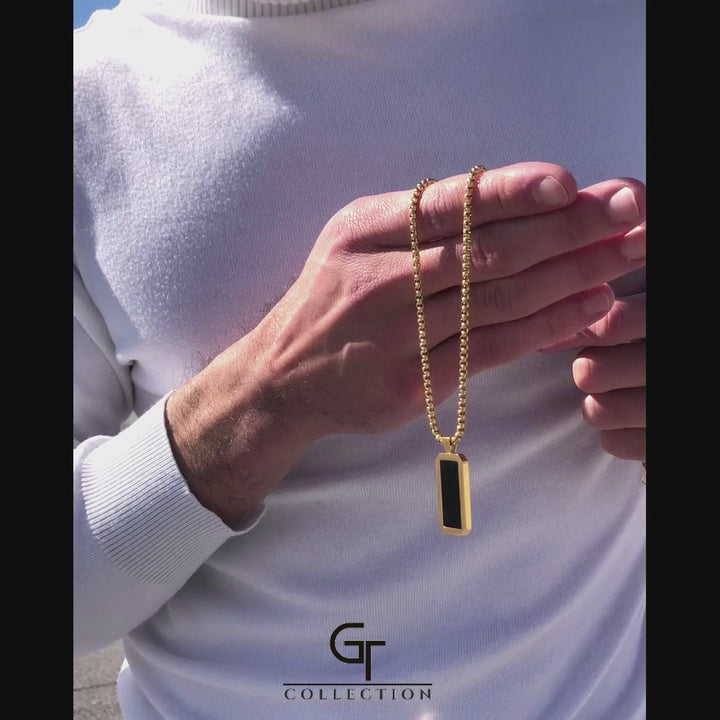 GT collection - moška verižica s kamnom črnega oniksa