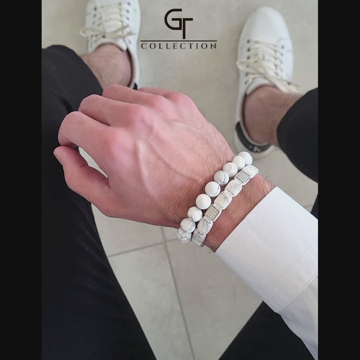 GT collection - moška zapestnica iz plošatih perl hovlita