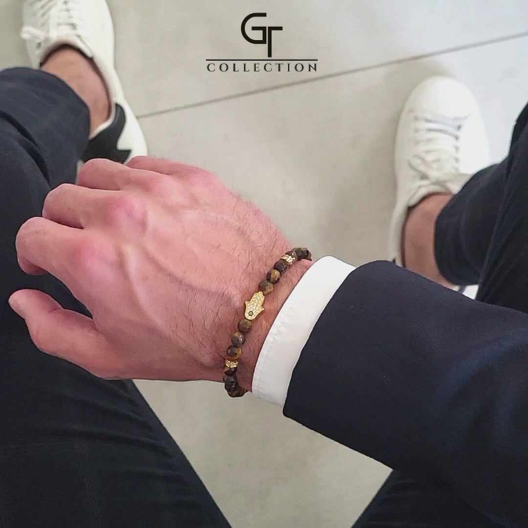 GT collection - moška zapestnica iz rjavega tigrovega očesa