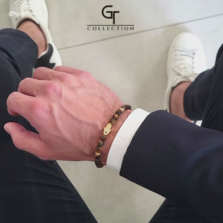 GT collection - moška zapestnica iz rjavega tigrovega očesa