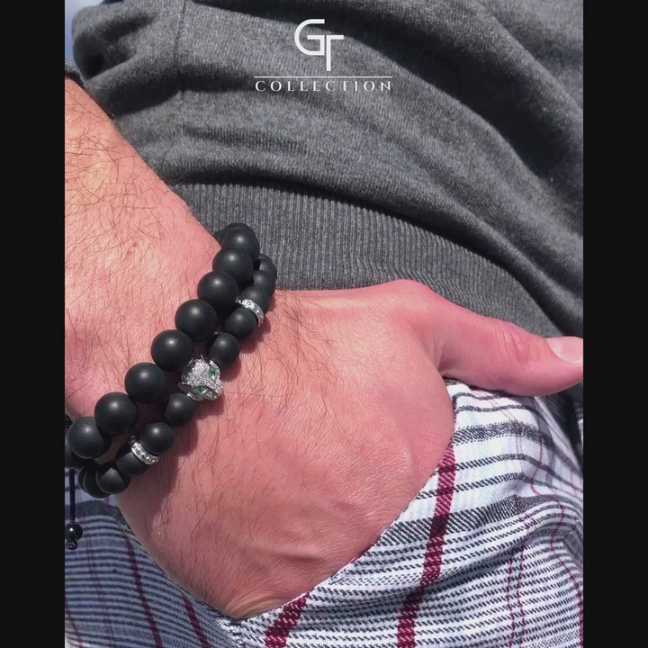 GT collection - moška zapestnica iz perl črnega oniksa