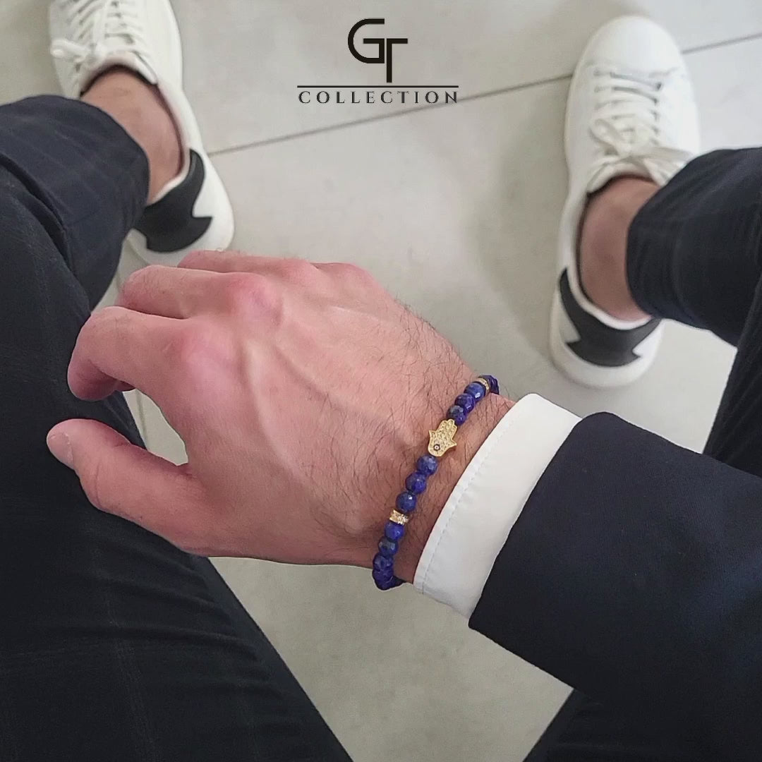 GT collection - moška zapestnica iz perl lapis lazulija