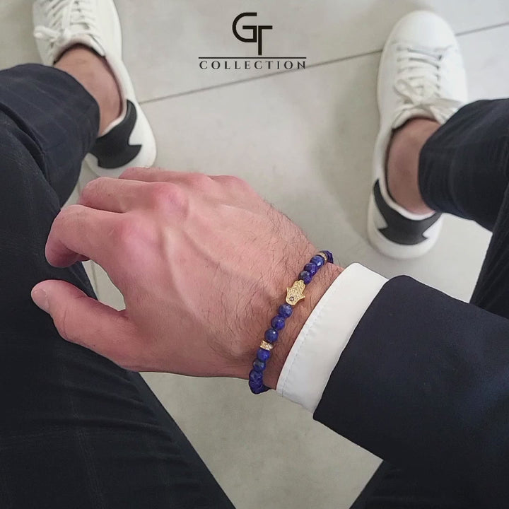 GT collection - moška zapestnica iz perl lapis lazulija